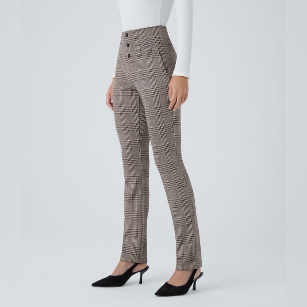 Halara Flex™ High Waisted Houndstooth Plaid Skinny Work Pants with Pockets - Picture 5 of 7